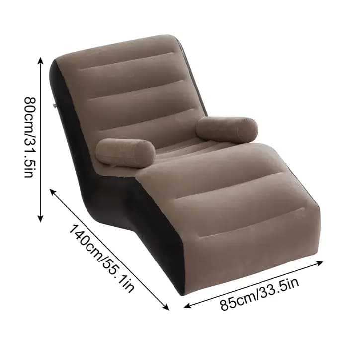 Fauteuil gonflable, canapé gonflable floqué portable, chaise longue inclinable avec accoudoirs pour 