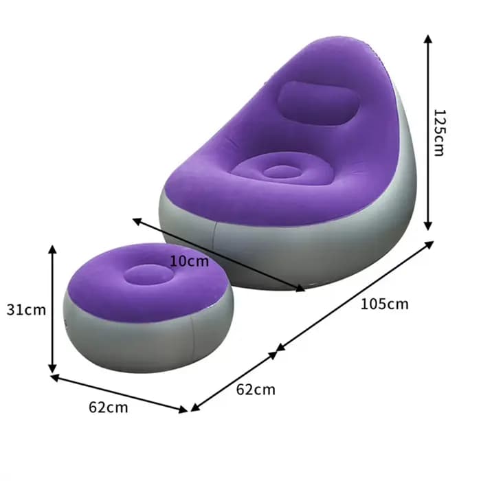 Chaise longue gonflable pour adultes, canapé paresseux Portable pliable avec tabouret, canapé d'air 