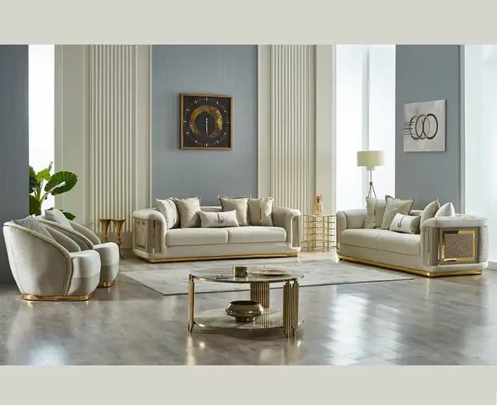 Ensemble de canapé de salon confortable de luxe moderne, canapé de luxe en velours à 123 places en a