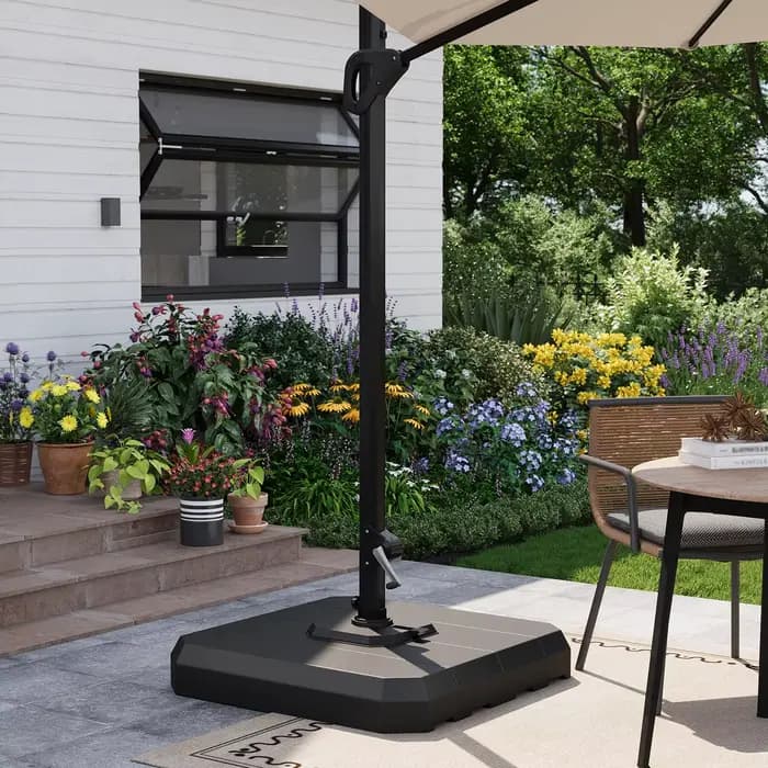 Base de parasol de patio 4 pièces, support lesté 330 LBS pour parasol cantilever déporté de 10-15 pi