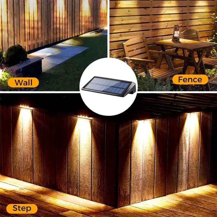 Paquet de 2 appliques murales solaires 4 LED lumières de clôture solaire lumières de pont solaires i