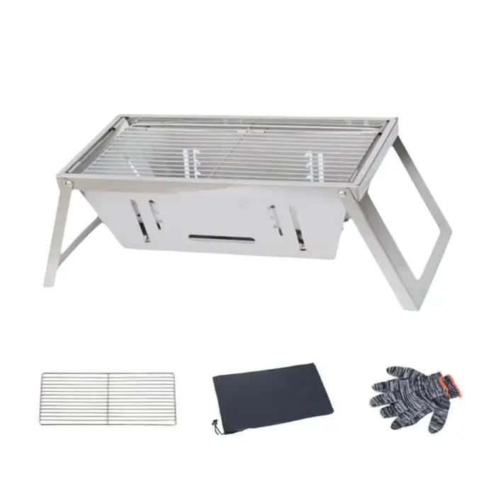 Réchaud à barbecue pliable en acier inoxydable Réglage de la chaleur réglable Barbecue anti-rouille 