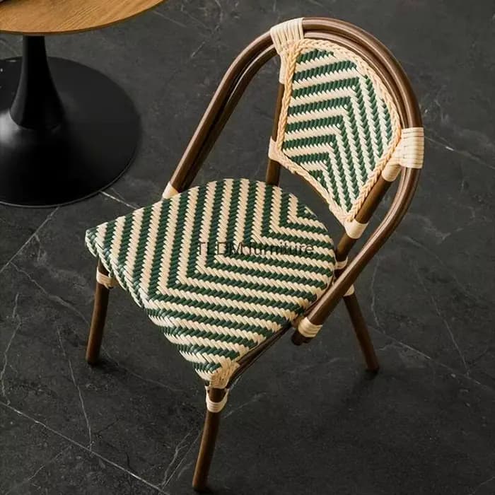 Chaises de salle à manger en rotin de jardin extérieur, chaises de salle à manger en bois de jeu, mo