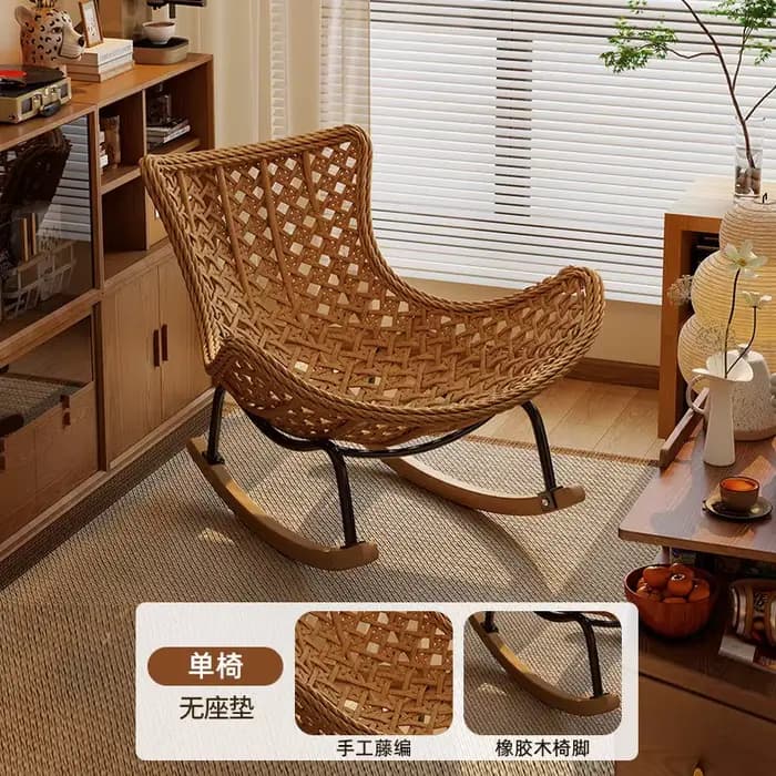 Fauteuil à bascule pour adulte, canapé de détente en rotin pour balcon et salon, nouveau fauteuil in