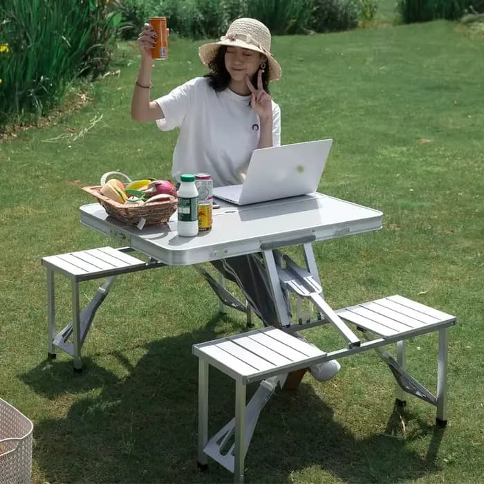 Table pliante de Camping en plein air/bureau et chaise une Table quatre chaises en alliage d'alumini