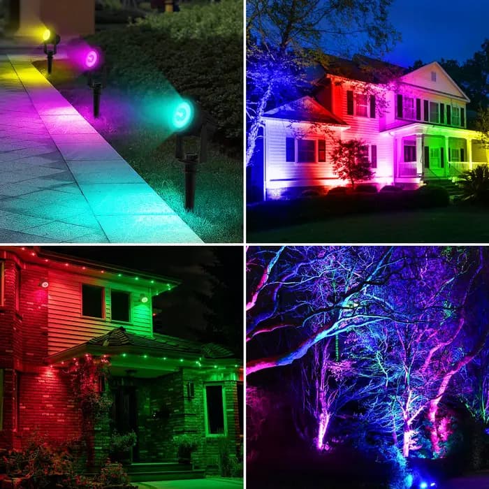 1/2/4/6 lumières RGB projecteur solaire IP65 étanche lumière solaire extérieure lumière de jardin po