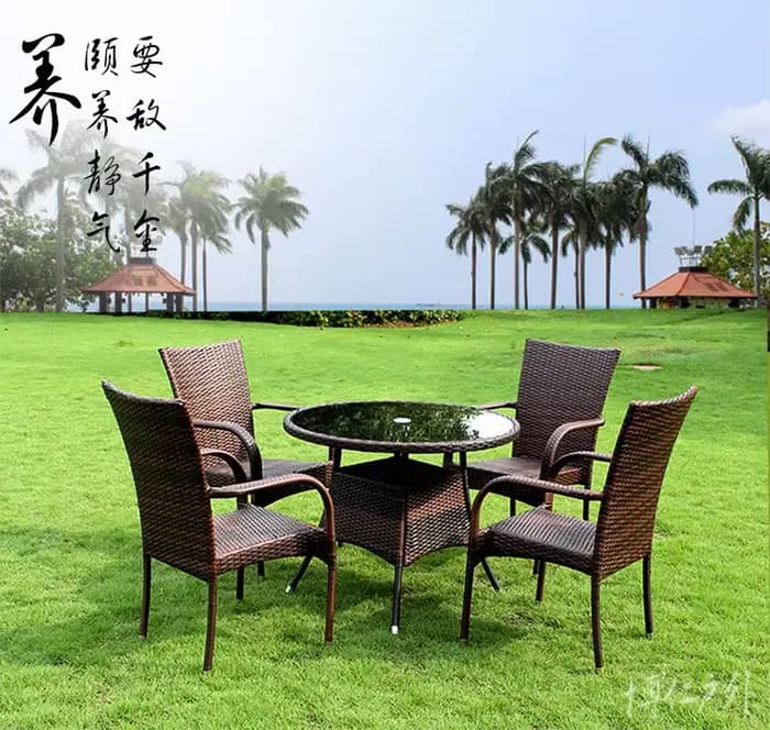 Combinaison table et chaise d'extérieur, cour de loisirs, balcon en plein air, mobilier de jardin ex