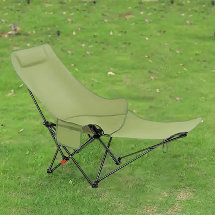 Chaise pliante de camping d'extérieur, chaise réglable à 4 positions avec repose-pieds pour le campi