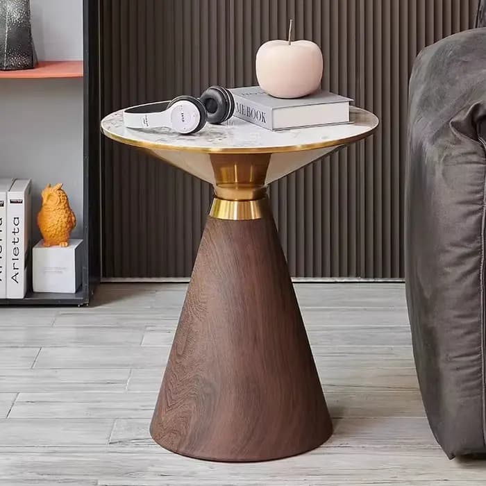 Meubles de salon de luxe, Table d'appoint circulaire classique, Table basse moderne en métal et marb