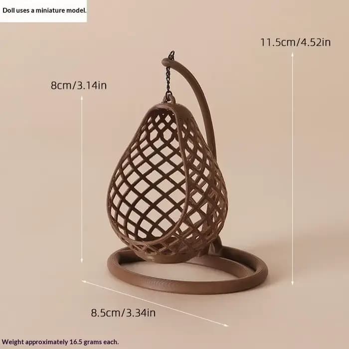 Fauteuil suspendu miniature en forme d'œuf, échelle 1:12, siège balançoire en osier pour mobilier de