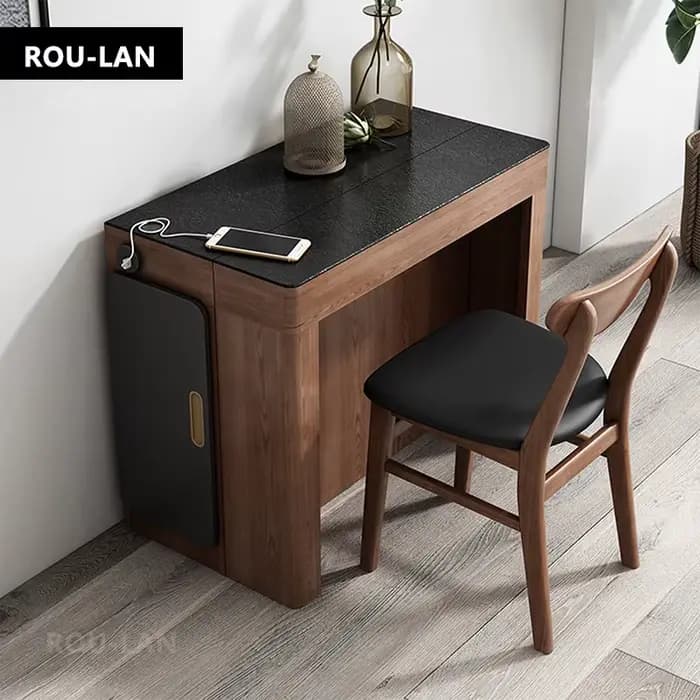 Table à manger pliante en ardoise nordique, chaise rétractable, petit appartement, maison