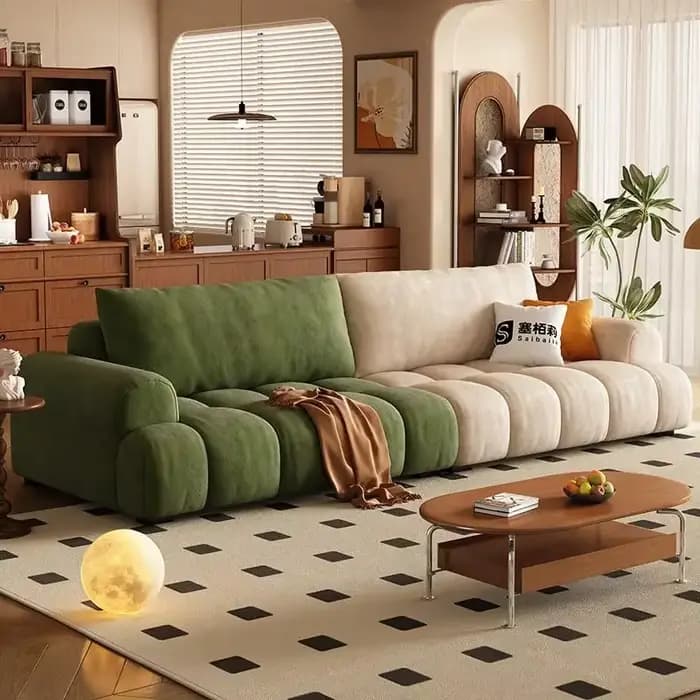 Beige européen salon canapés concepteur nordique moderne bouffées canapé salon pas cher concepteur D