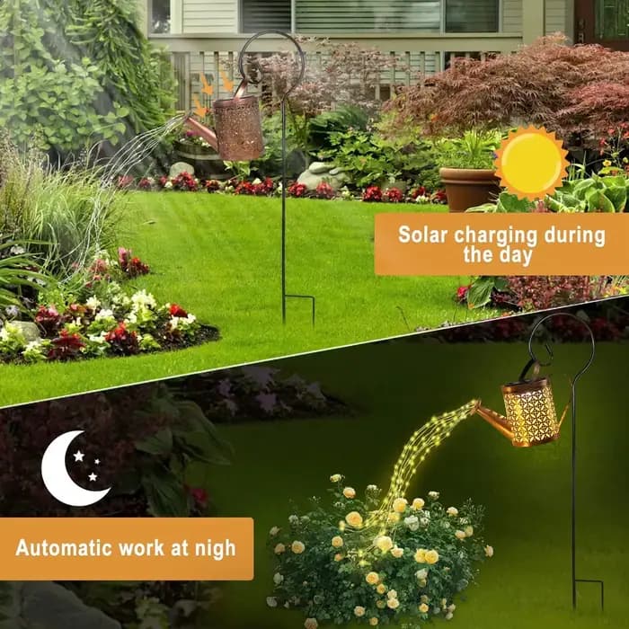 Arrosoir Solaire Étanche avec Lumières d'Extérieur, Lanterne pour Jardin, 1 Pièce