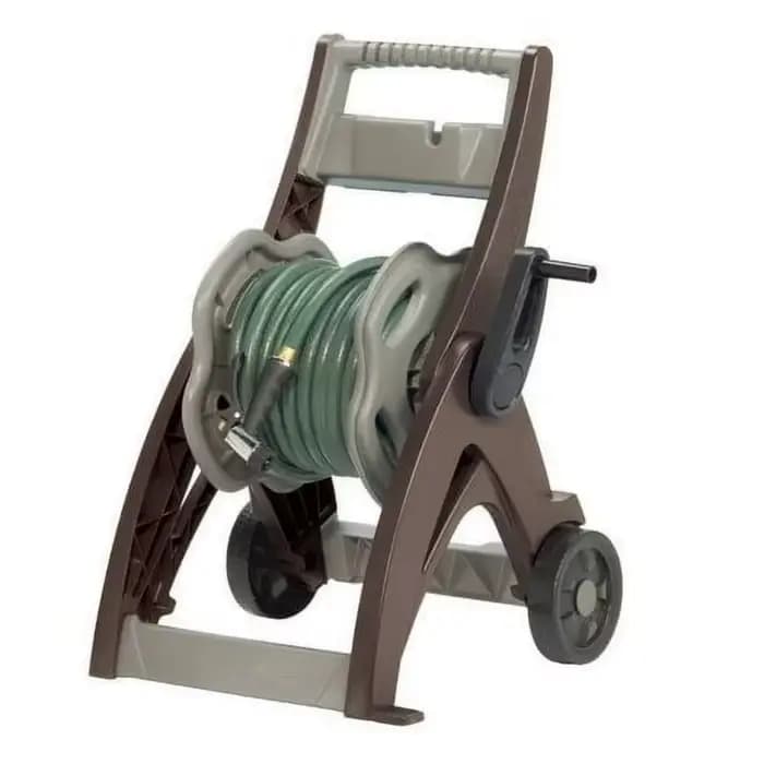 Suncast-Chariot enrouleur de tuyau flexible, moka et taupe, 175 pieds