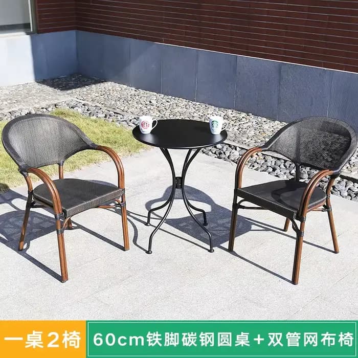 Chaise d'extérieur en maille simple, ensemble de trois pièces, table et chaise de loisirs pour balco