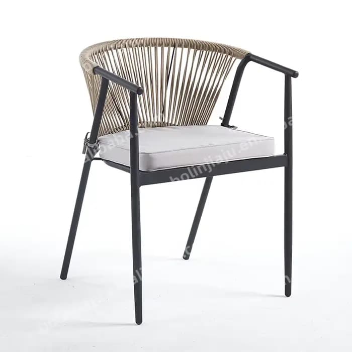 Chaise d'accoudoir de salle à manger avec cadre métallique, moderne et confortable, mobilier d'extér