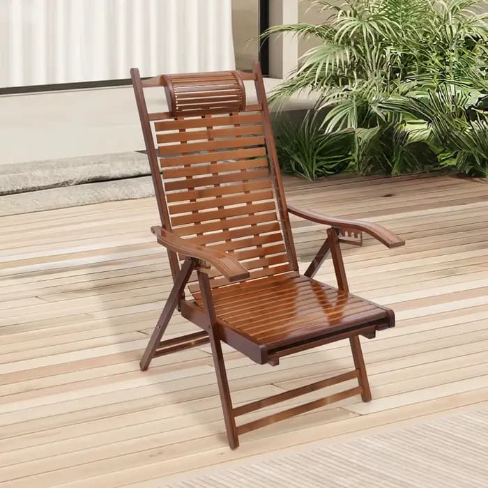 Dossier réglable de chaise longue pliante en bambou (Maximum 160 ° ) Chaise pliante avec marteau de 