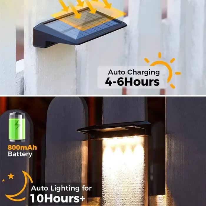 Paquet de 2 appliques murales solaires 4 LED lumières de clôture solaire lumières de pont solaires i
