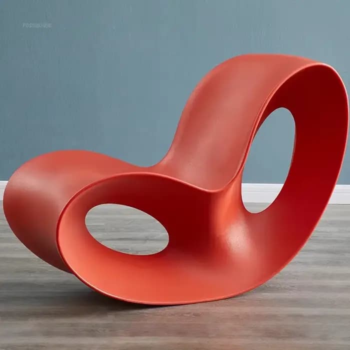 Chaise longue en plastique légère et luxueuse, Chaise à bascule d'extérieur moderne, créative, pares