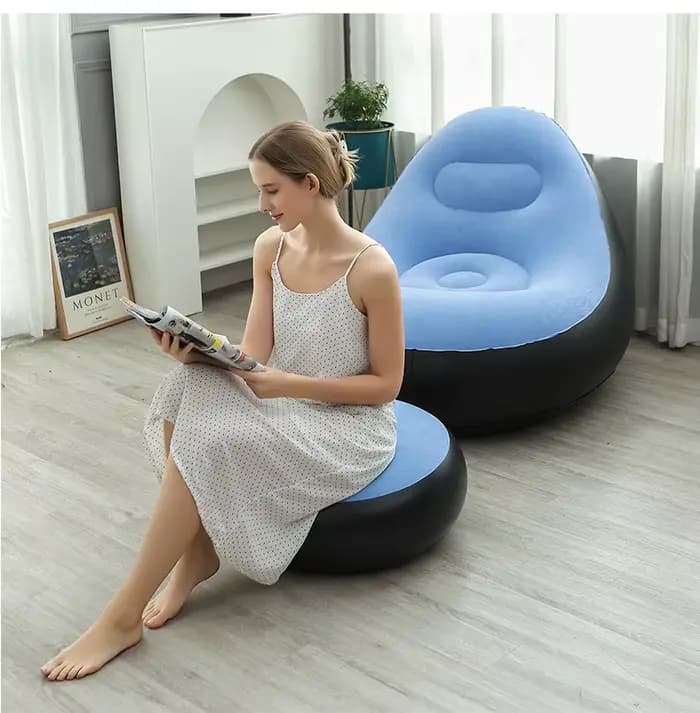 Chaise longue gonflable pour adultes, canapé paresseux Portable pliable avec tabouret, canapé d'air 