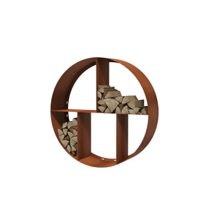 Support de rangement pour bois de chauffage en acier Corten, style rustique, pour aménagement paysag