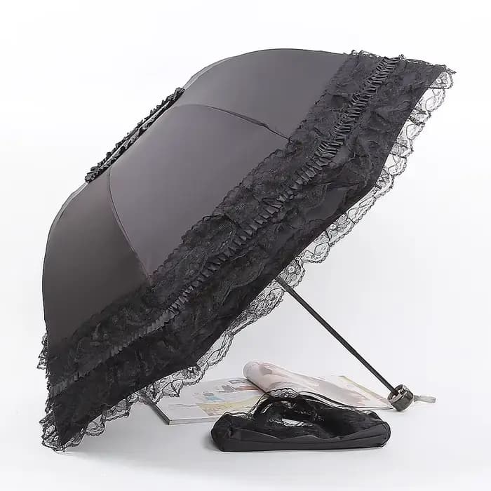 Parasol vintage en dentelle pliable, style gothique Lolita, protection anti-UV, pare-soleil, accesso