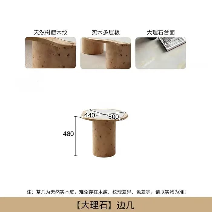Tables basses Funky Wood en marbre, petites tables de salon irrégulières, tables basses de jardin, S