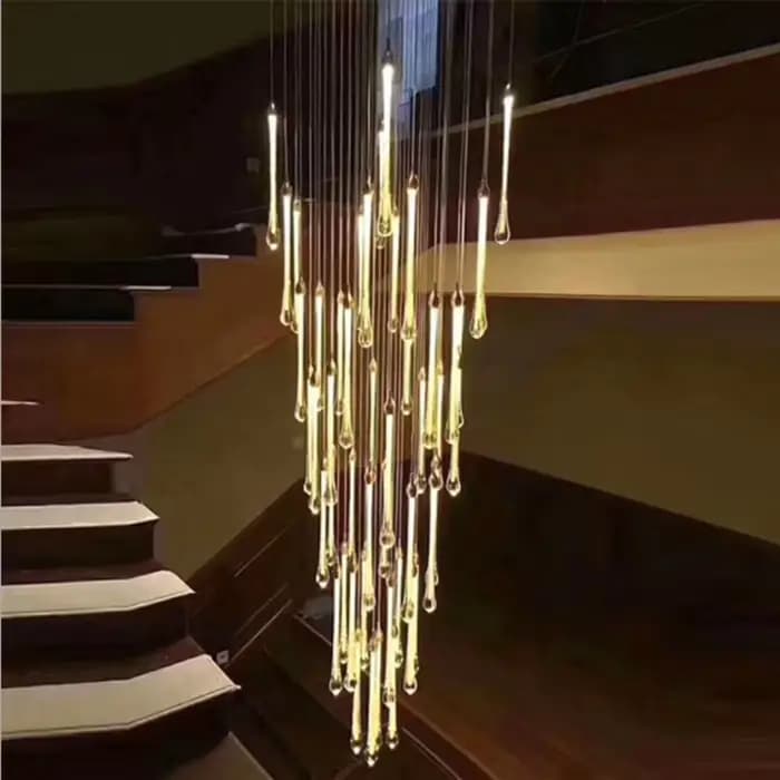 Allure Suspension Lampe Or Goutte D'eau lustre cristaux lumière Créative style européen LED Intérieu