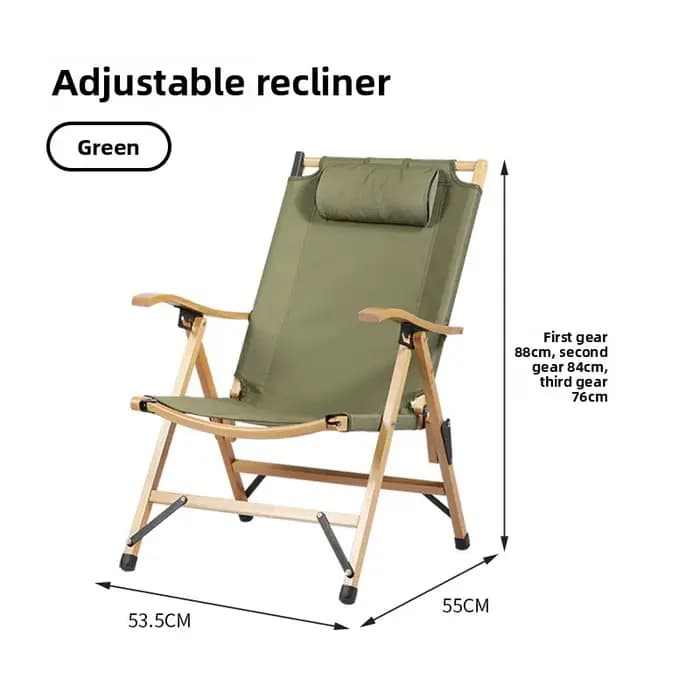 Chaise pliante extérieure Portable Kermit chaise loisirs en bois massif inclinable réglable chaises 