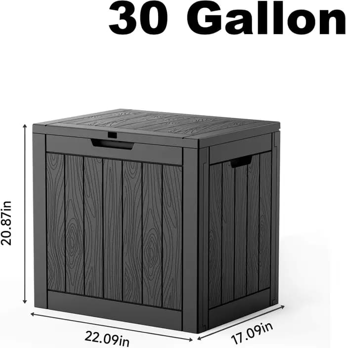 Boîte de rangement extérieure de 30 gallons, boîtes de rangement extérieures étanches et verrouillab