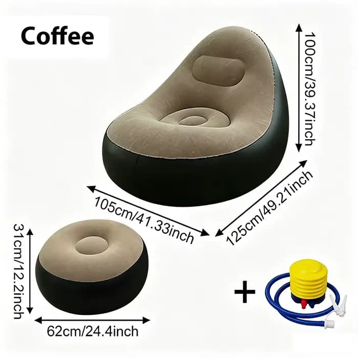 Fauteuil gonflable rapide et facile à gonfler avec repose-pieds, canapé gonflable floqué portable av