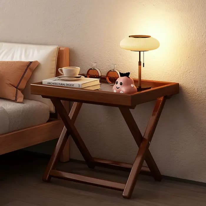 Table d'appoint pliante en bambou, Table de lit avec plateau TV Durable, petite Table d'appoint pour