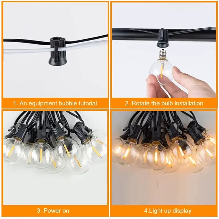 G40 LED guirlande extérieure boule lumières 7.6 M/20 M incassable Patio lumières pour extérieur arri