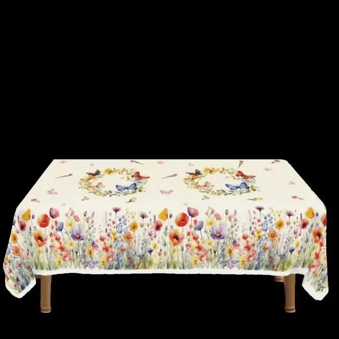 Nappe de table florale décorative de jardin, bord gaufré, anti-taches, imperméable, motif lapin et p