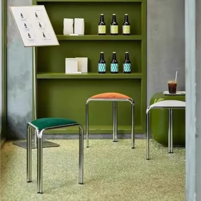 MOMO Bauhaus Tabouret de vanité antique – Tabouret de salle à manger design empilable rembourré en t