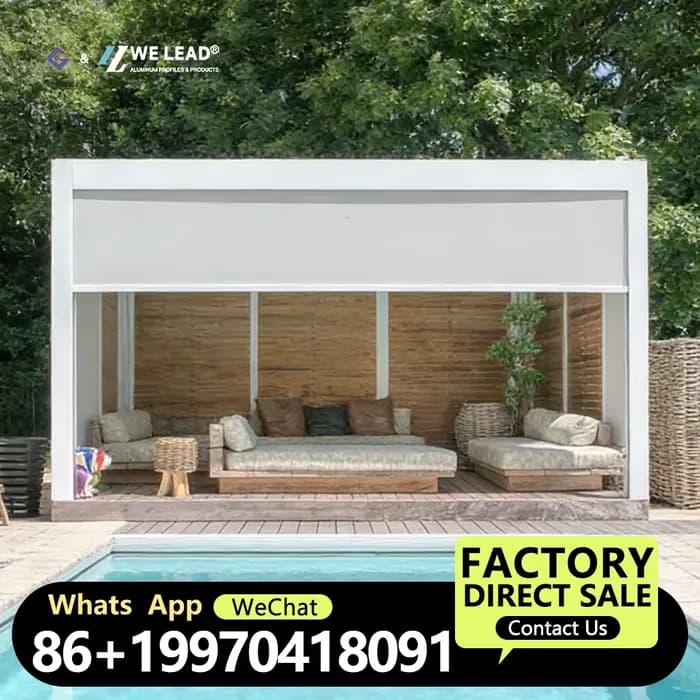 4m X 4m terrasse luxe jardin Gazebo Patio couverture toit auvent persienne toit Pergola en aluminium