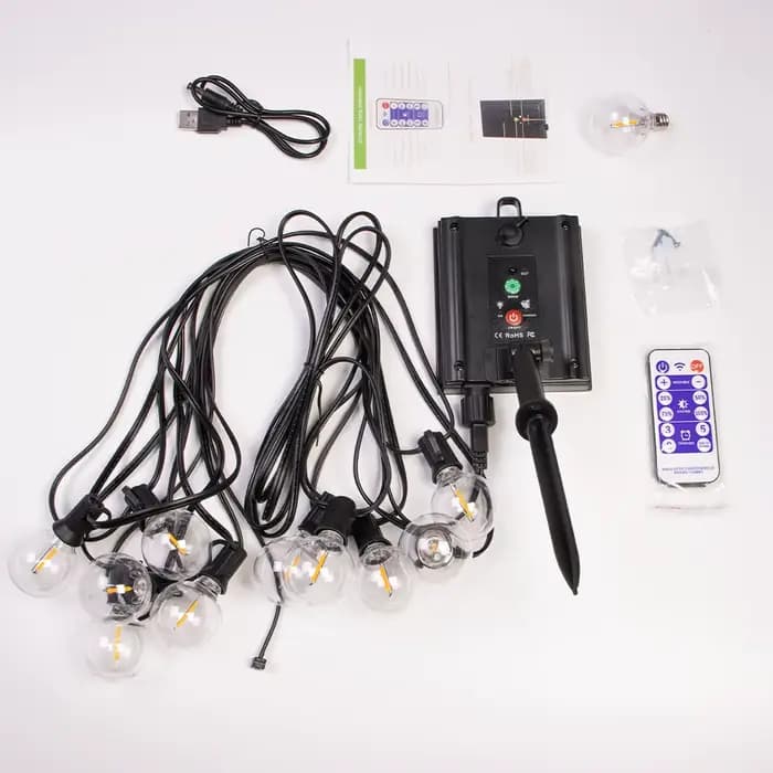 12M 30 LEDS G40 guirlandes solaires lumières de Patio extérieur solaire et alimenté par USB étanche 