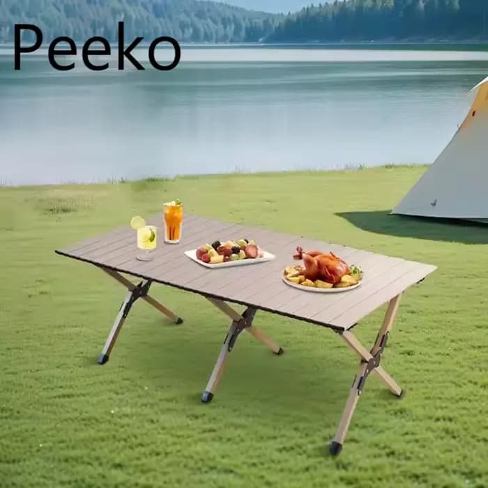 Peeko Nature – Table de Camping pliante d'extérieur, 4 pieds, bon marché, facile à utiliser, en méta