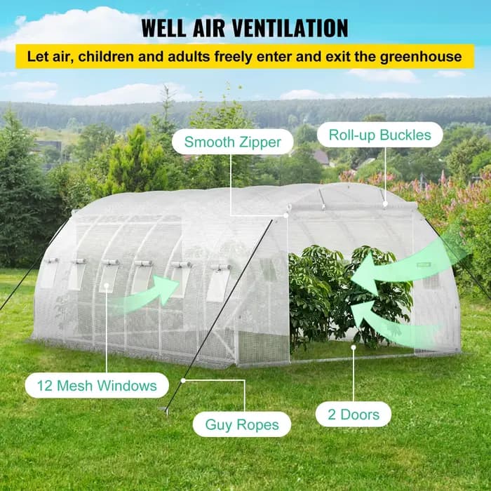 SucceBuy 20x10x7/15x7x7 pieds tunnel de marche serre plante maison chaude avec cerceaux en acier gal