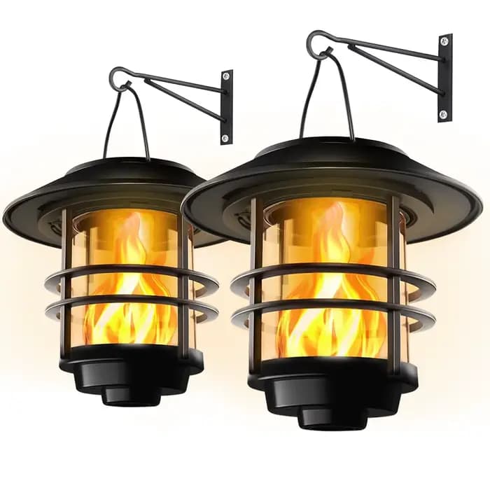 Lanterne Solaire Extérieure en Acier Inoxydable, 1 Pièce, Flammes Vacillantes, Imperméable, RapGlass