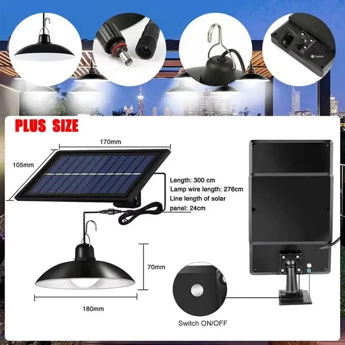 2/1 tête solaire suspension à distance lampe extérieure étanche puissance jardin lustre intérieur ja