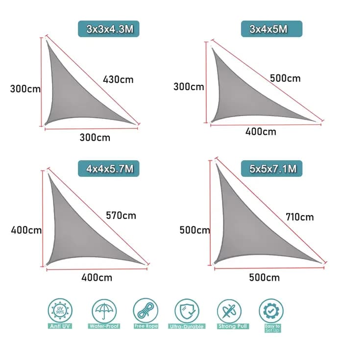 Abri solaire étanche Triangle pare-soleil Protection couverture extérieure jardin Patio piscine ombr