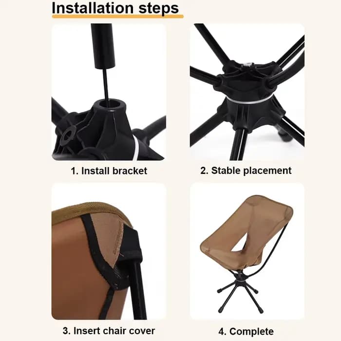 Chaises pliantes d'extérieur, chaise pivotante rotative pour Camping, chaises de pêche légères sur l