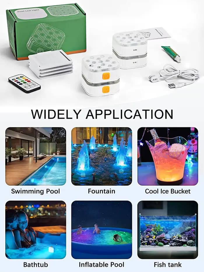 Lampe de piscine LED SubSN aste avec télécommande, lumière sous-marine avec minuterie et changement 