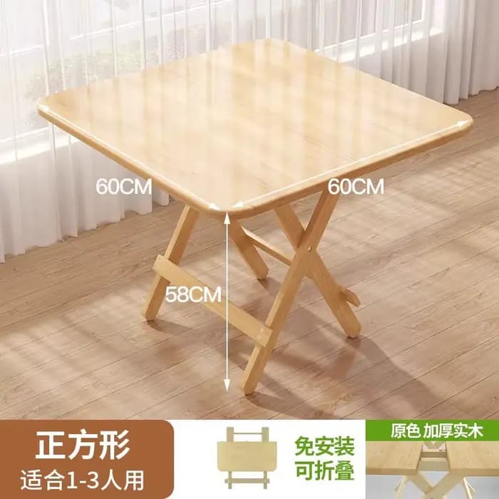 Table pliante rectangulaire en bois massif, Table à manger Portable pour la maison, petit appartemen