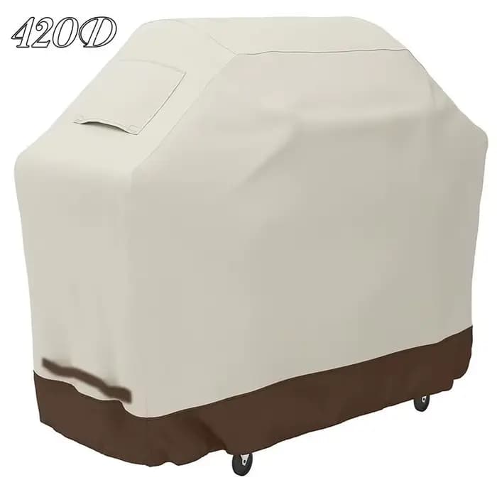 Hotte de Barbecue à gaz extérieure 210D grande BBQ Beige Barbecue gril couverture anti-poussière fou