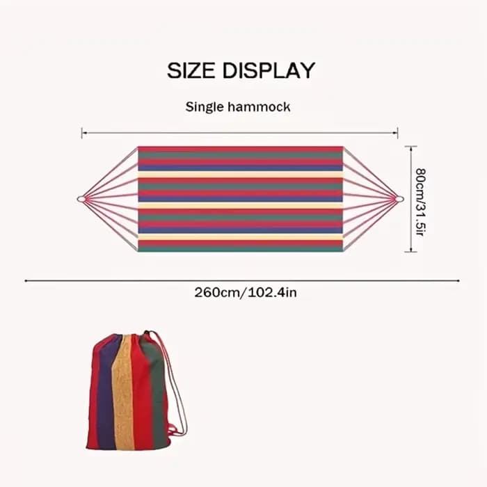 Lit suspendu arc-en-ciel en coton pour 1 à 2 personnes, hamac à rayures, balançoire Portable 260x80c