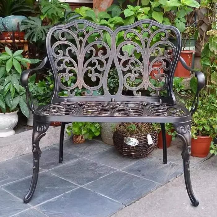Banc de jardin en métal pour parc, Patio extérieur, bancs en fonte d'aluminium