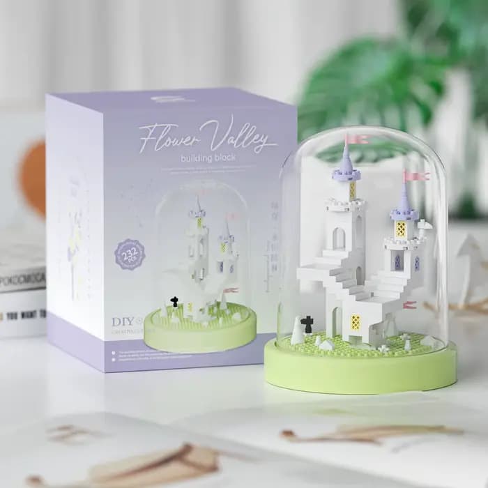 Ensemble de blocs de construction Dream Castle avec boîte anti-poussière et vitrine, décoration de m