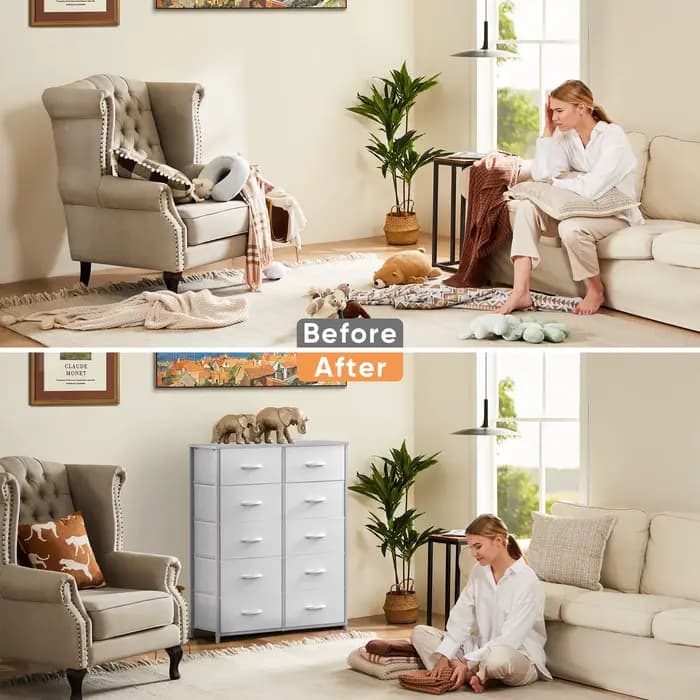 JHK armoires pour chambre à coucher avec 5/7/10 blanc amant tissu tiroirs coffre armoire placard pou
